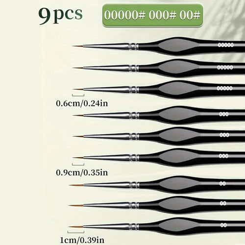 3/6/9pcs Fine Tipped Brush Set with Triangular Handle, Professional