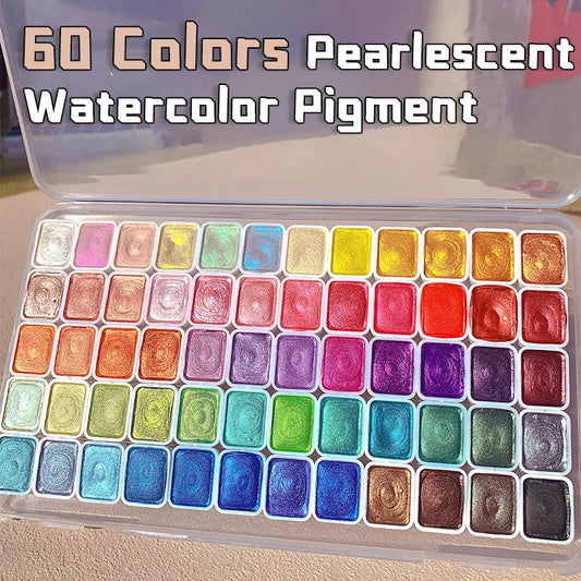20/24/60/72 Colors Pearl Watercolor Pigment,Metallic,Shimmer,Glitter