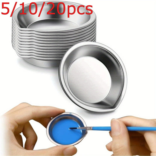 5/10/20pcs Durable Stainless Steel Paint Palette Set,Round Mixing