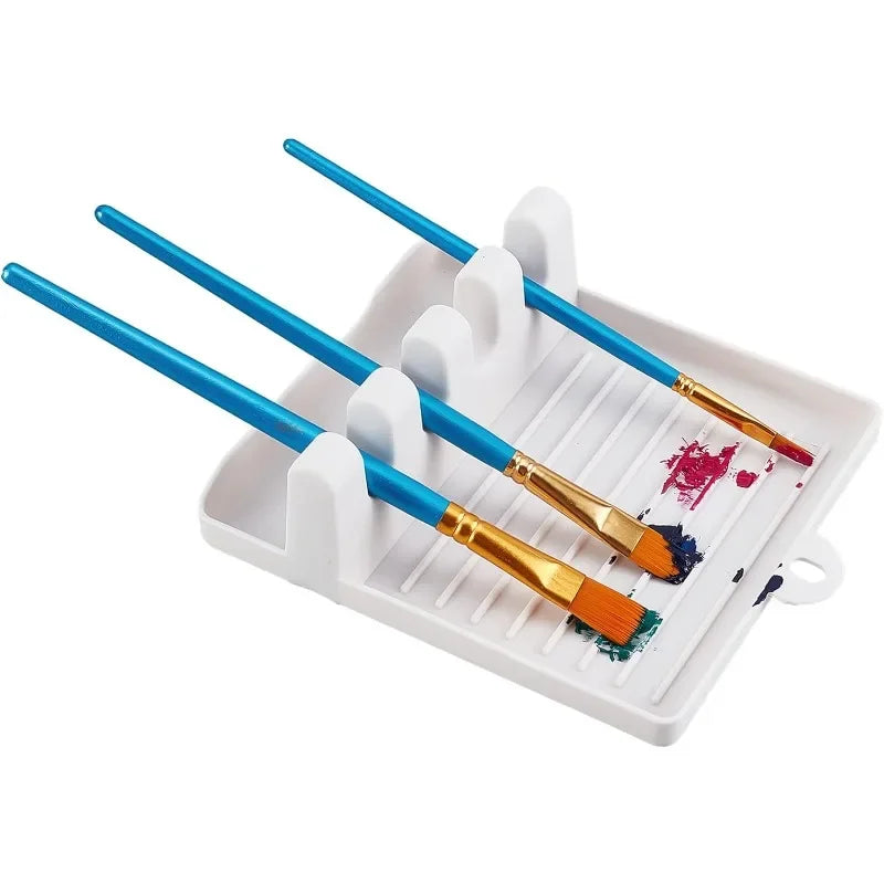 1Pc Paint Brush Rest Holder White Plastic 4 Slots Paintings Brushes