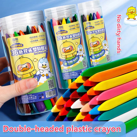 12-36 Color Kawaii Double-headed Triangle Crayon Children's Oil
