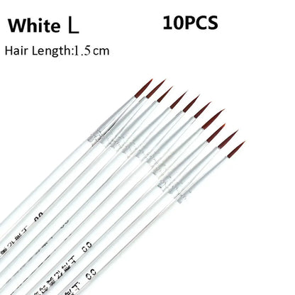 10pcs 0.7/1.1/1.5cm Fine Hand Painted Thin Hook Line Pen Art Supplies