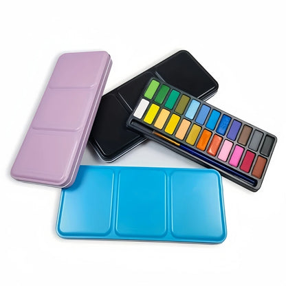 24-Color Portable Watercolor Paint Set with Brush Solid Art Painting