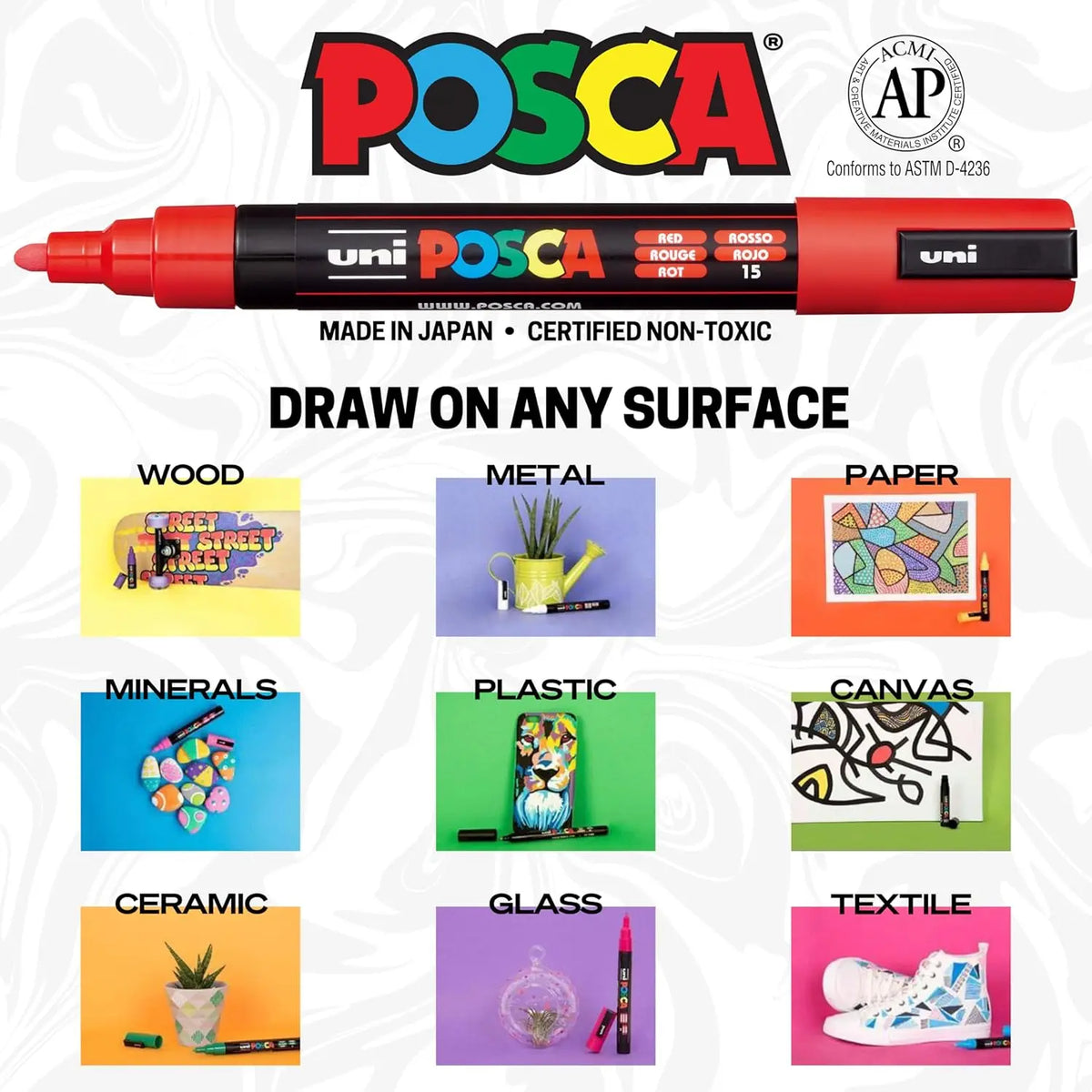 1 PC Japan Uni Posca Paint Marker Pen, PC-3M 0.9-1.3mm Acrylic Marker