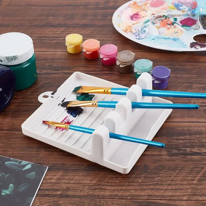 1Pc Paint Brush Rest Holder White Plastic 4 Slots Paintings Brushes
