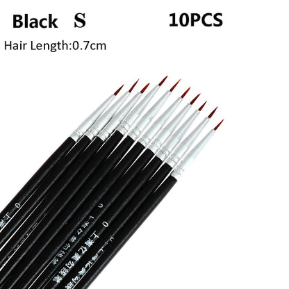 10pcs 0.7/1.1/1.5cm Fine Hand Painted Thin Hook Line Pen Art Supplies
